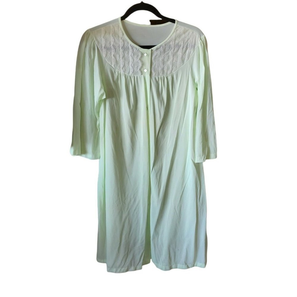 Vintage  Pastel‎ Green Nylon Housecoat Slip
